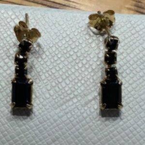 Vintage Elegant Black and Gold Earrings Posts